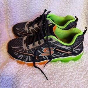 Skechers Kids' Black, Green and Orange Sneakers